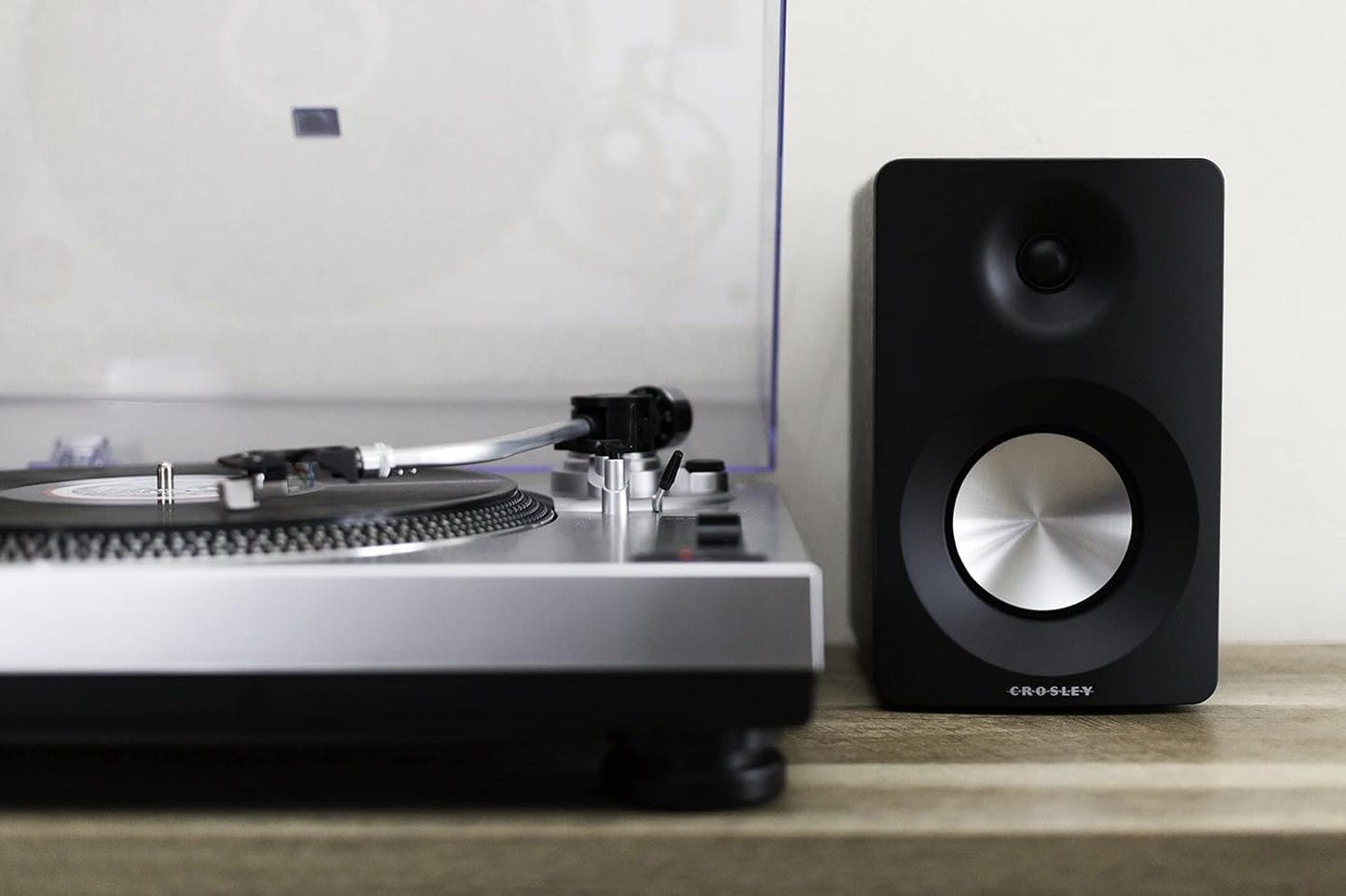 C100A-SI Belt-Drive Turntable Record Player with Adjustable Counterweight, Silver