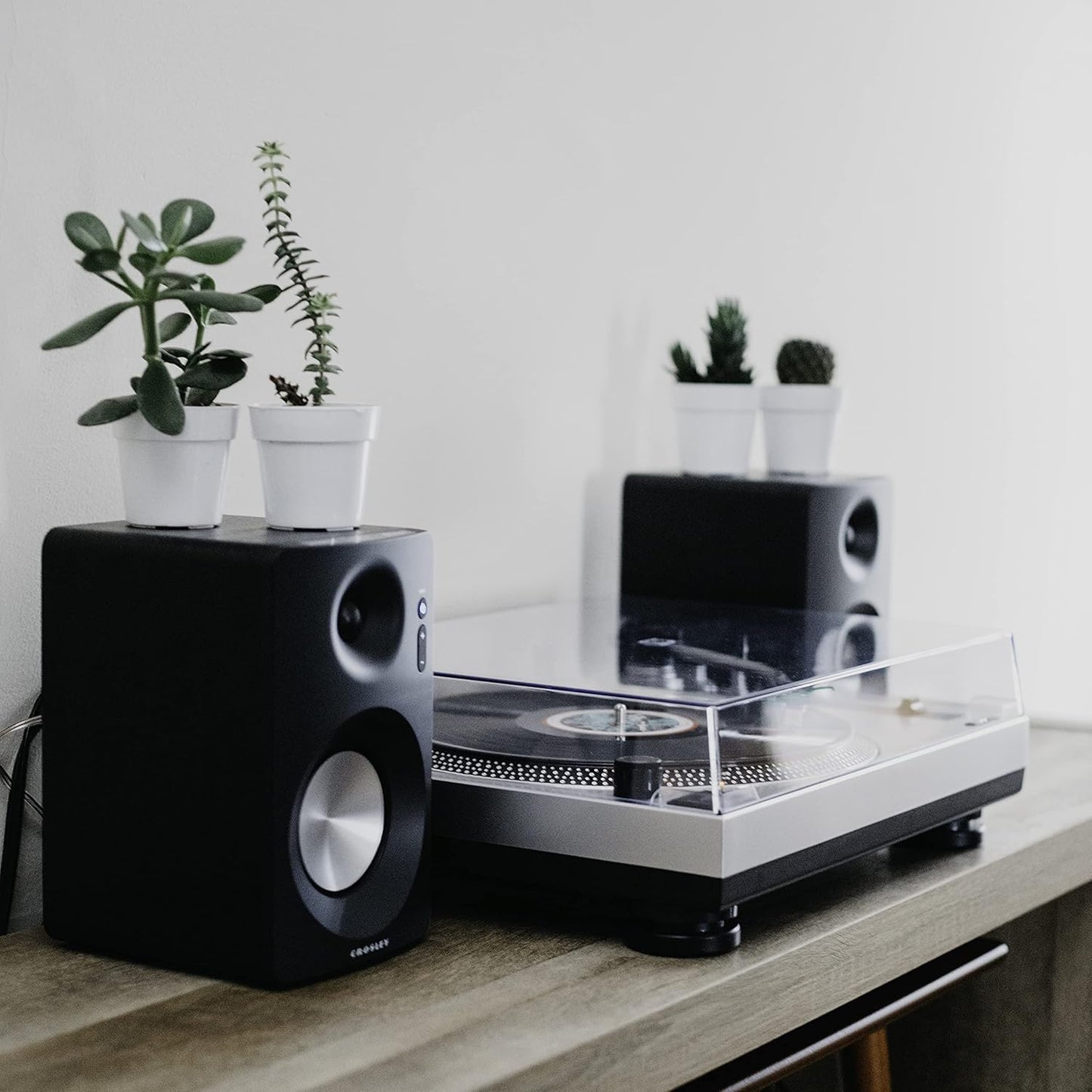 C100A-SI Belt-Drive Turntable Record Player with Adjustable Counterweight, Silver