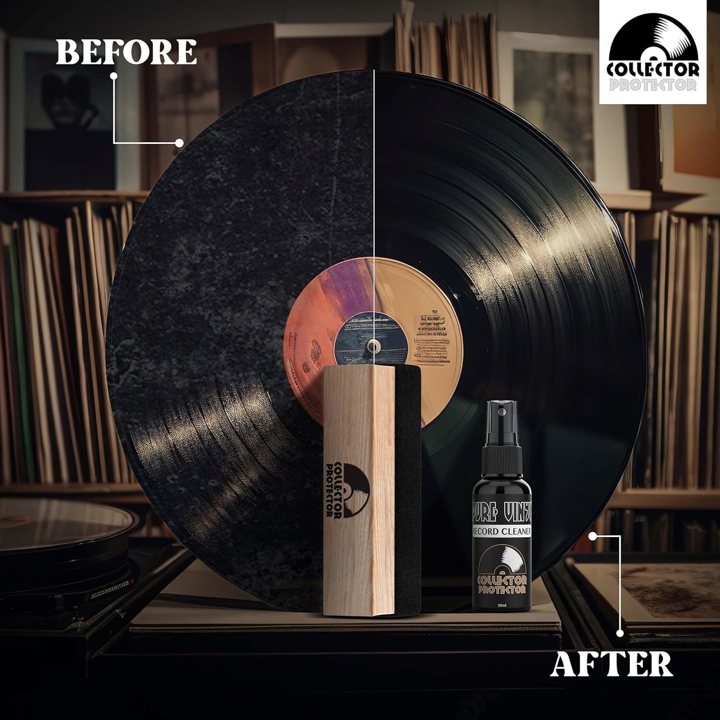 Vinyl Record Cleaning Kit - Complete 7-In-1 Vinyl Record Cleaner Solution Set