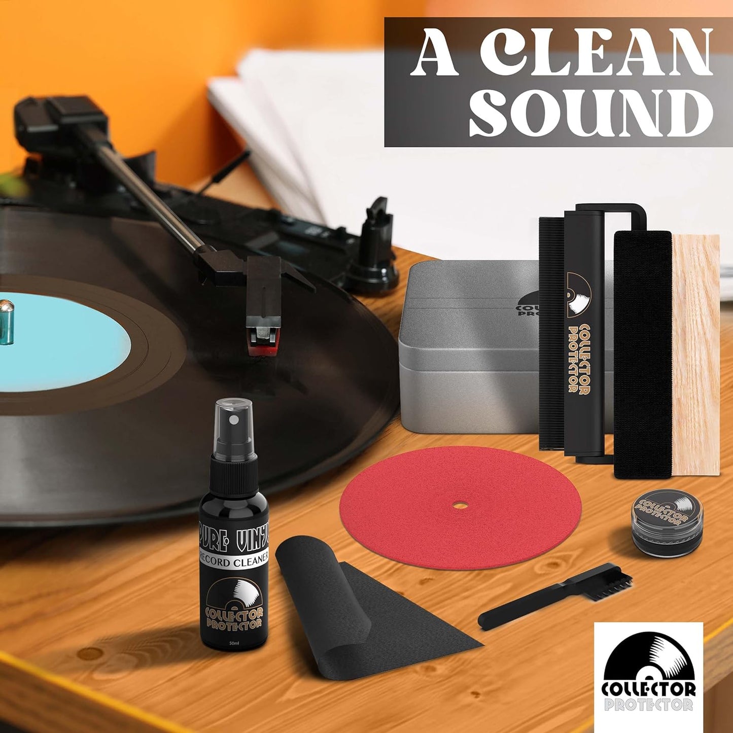 Vinyl Record Cleaning Kit - Complete 7-In-1 Vinyl Record Cleaner Solution Set