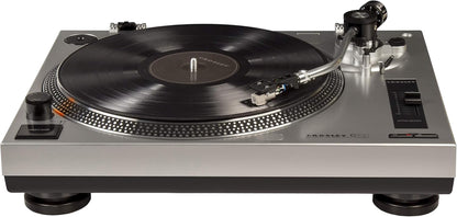C100A-SI Belt-Drive Turntable Record Player with Adjustable Counterweight, Silver