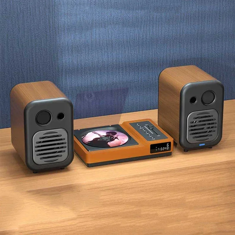 Vintage HIFI CD Player Bluetooth 5.2 High and Bass Adjustable Portable CD Audio Player with Built-In Battery IR Remote Control