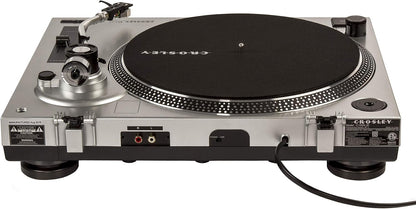 C100A-SI Belt-Drive Turntable Record Player with Adjustable Counterweight, Silver