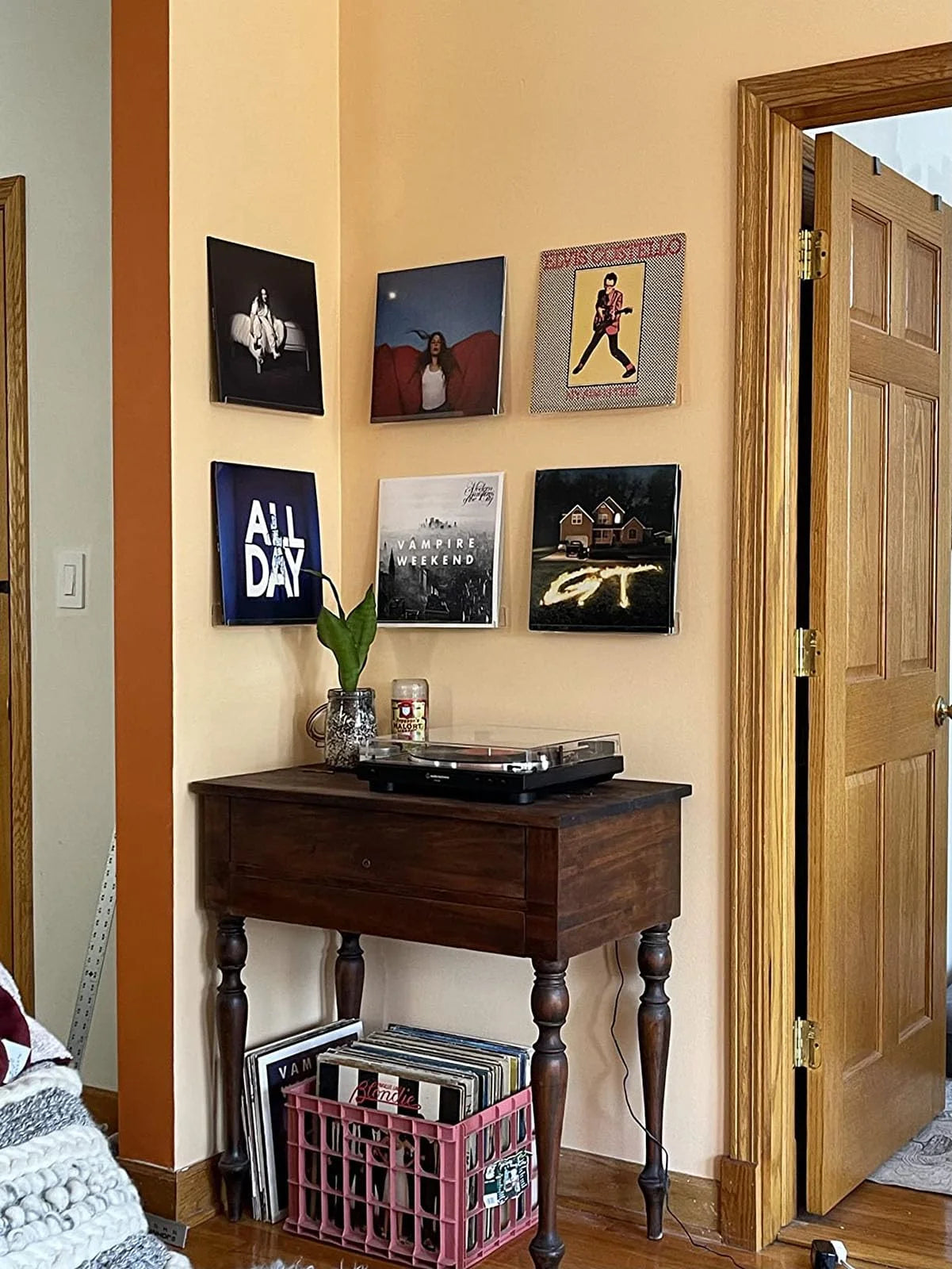 Vinyl Record Holder Wall Mount 12'' Album Shelve Record Holder , Easy Install Acrylic Vinyl Display Shelf in Office Home,6 Pcs