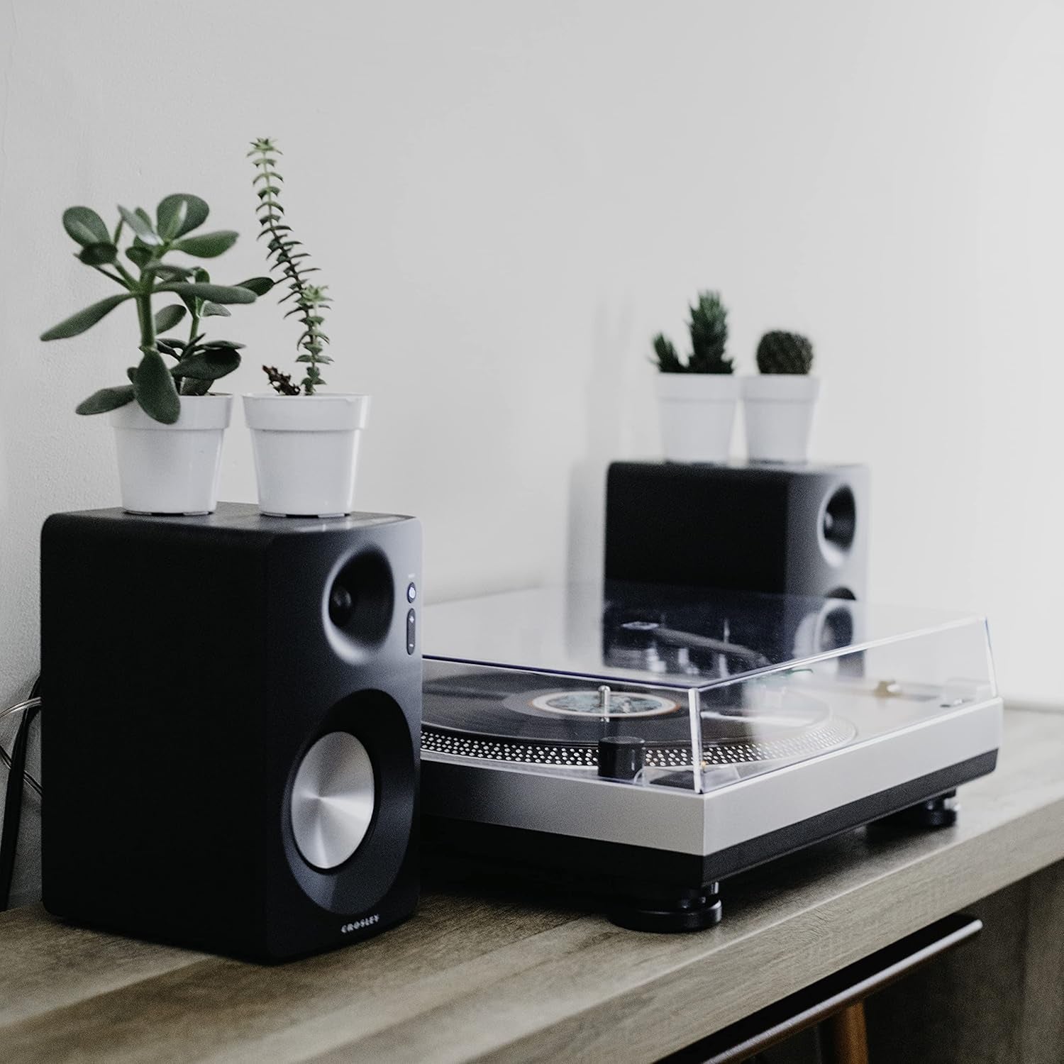 C100A-SI Belt-Drive Turntable Record Player with Adjustable Counterweight, Silver