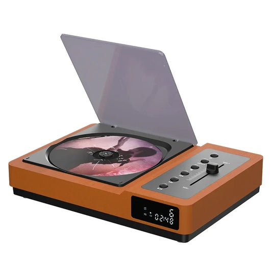 Vintage HIFI CD Player Bluetooth 5.2 High and Bass Adjustable Portable CD Audio Player with Built-In Battery IR Remote Control