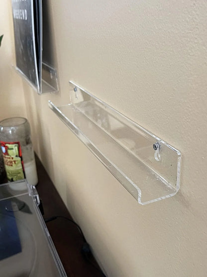 Vinyl Record Holder Wall Mount 12'' Album Shelve Record Holder , Easy Install Acrylic Vinyl Display Shelf in Office Home,6 Pcs
