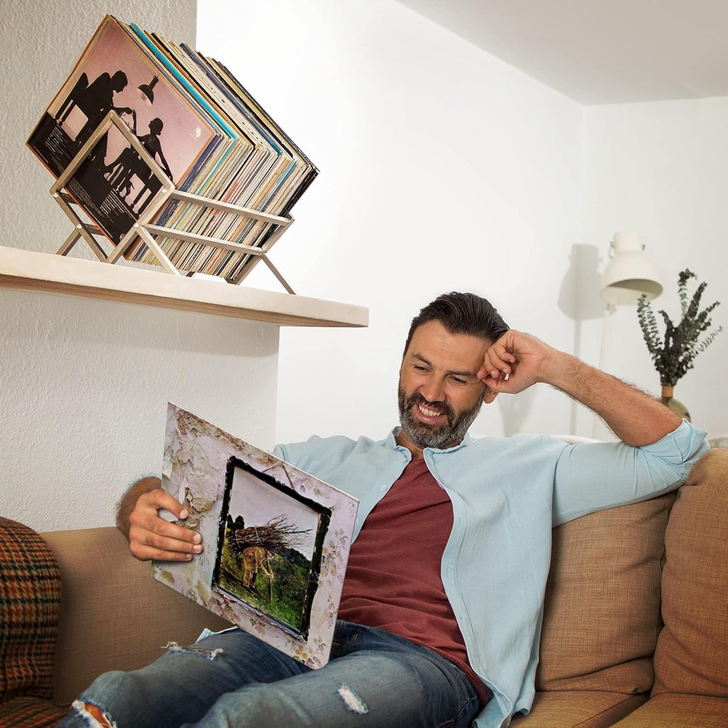 Vinyl Record Storage Rack - Camden Vinyl Record Holder - Vinyl Storage Rack - Record Stand for LP Storage - Vinyls Organiser - Vinyl Album Storage 70Lps Books Magazines Albums (Silver)