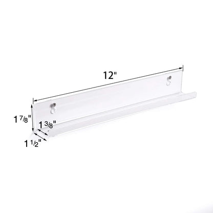 Vinyl Record Holder Wall Mount 12'' Album Shelve Record Holder , Easy Install Acrylic Vinyl Display Shelf in Office Home,6 Pcs